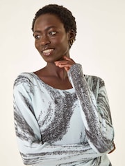 Roman Blue Abstract Knit Jumper - Image 1 of 5