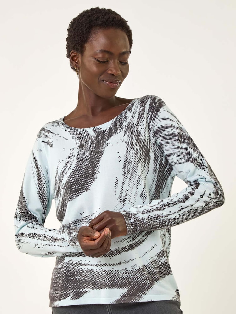 Roman Blue Abstract Knit Jumper - Image 2 of 5