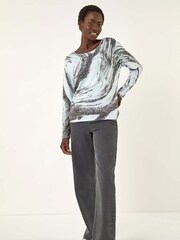 Roman Blue Abstract Knit Jumper - Image 4 of 5