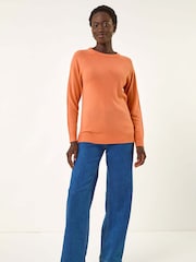 Roman Orange Plain Soft Crew Neck Jumper - Image 1 of 5
