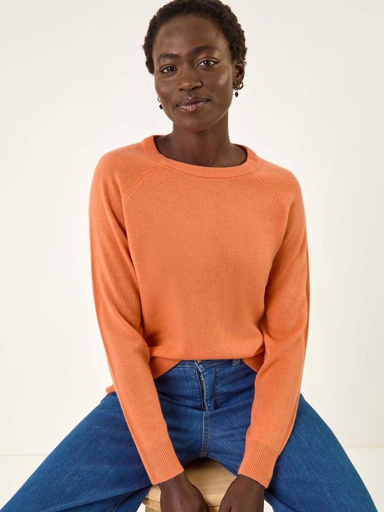 Roman Orange Plain Soft Crew Neck Jumper - Image 5 of 5