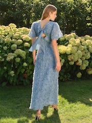 Love & Roses Pale Blue 3D Bow Back Bridesmaid Maxi Dress - Image 2 of 4