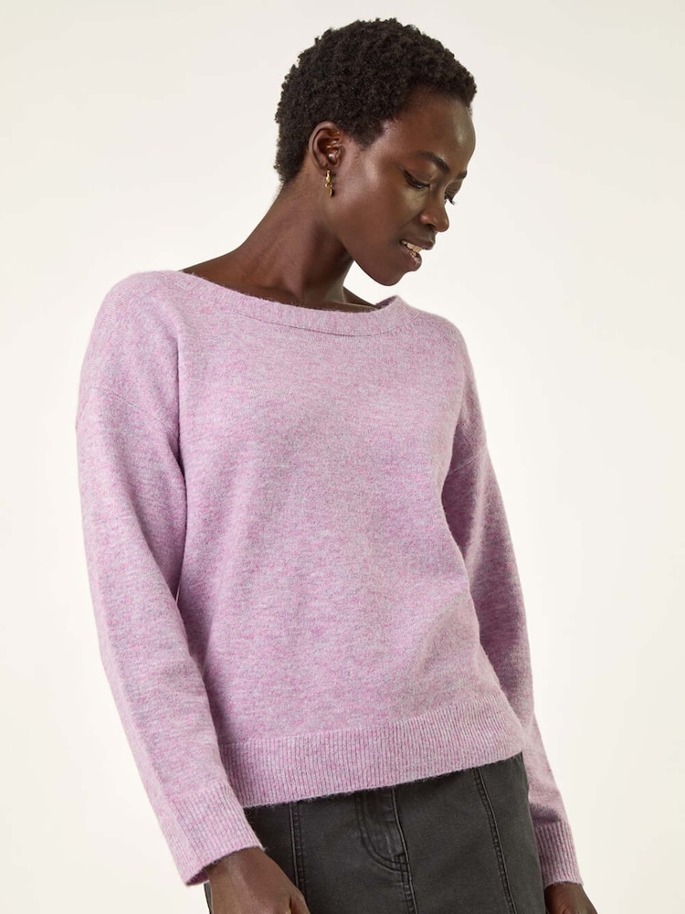 Roman Purple Ribbon Bow Tie Back Jumper - Image 1 of 5