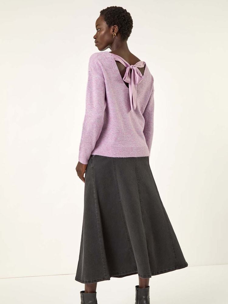 Roman Purple Ribbon Bow Tie Back Jumper - Image 2 of 5