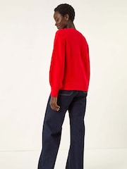 Roman Red Animal Print Tie Front Knit Cardigan - Image 3 of 5