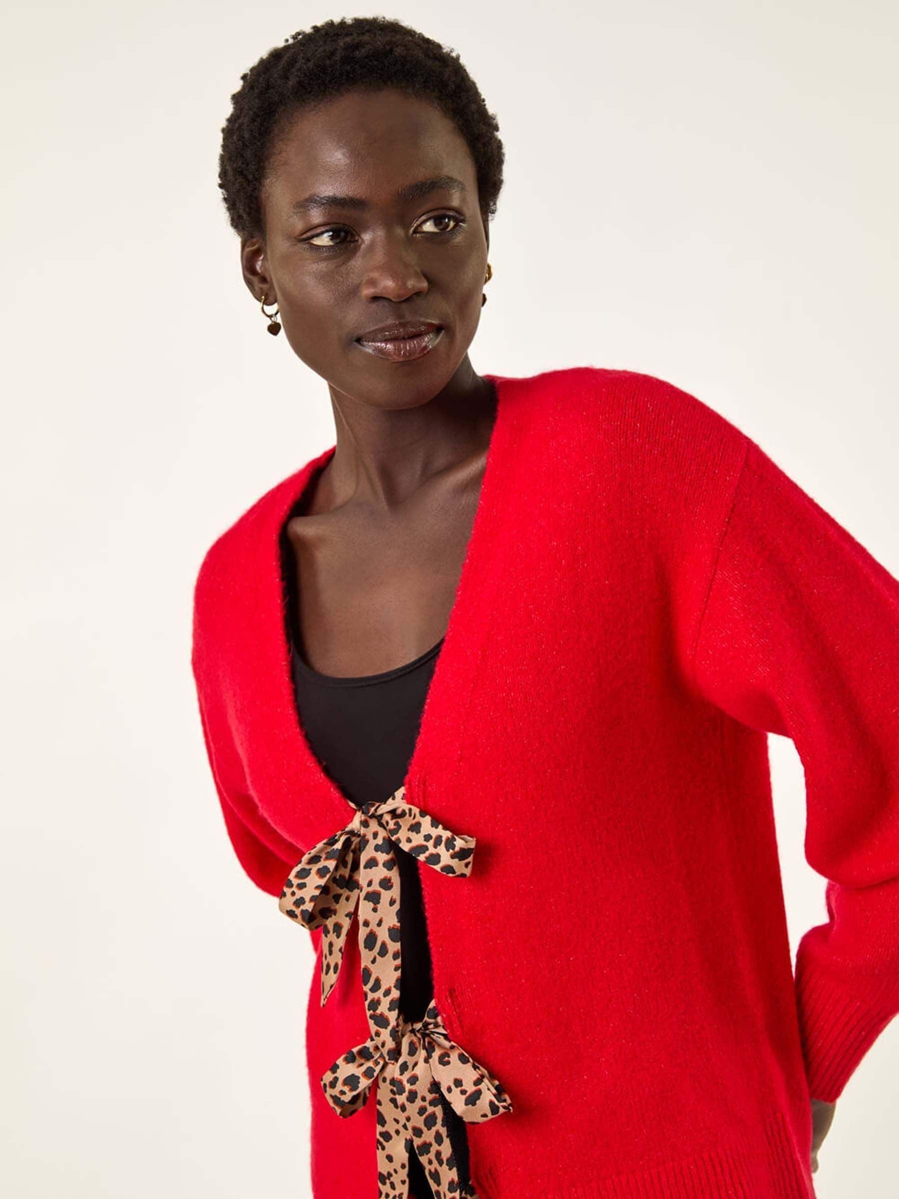 Buy Roman Red Animal Print Tie Front Knit Cardigan from Next USA