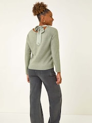 Roman Green Ribbon Bow Tie Back Jumper - Image 3 of 5
