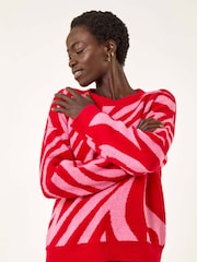 Roman Red Colour Block Knit Jumper - Image 4 of 5