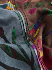 Patchwork Floral Print Volume Sleeve Button Front Blouse - Image 5 of 7