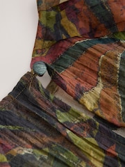 Green Floral Print Volume Long Sleeve Blouse - Image 6 of 7