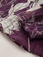 Purple Floral Print Volume Long Sleeve Blouse - Image 6 of 7