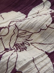 Purple Floral Print Volume Long Sleeve Blouse - Image 7 of 7