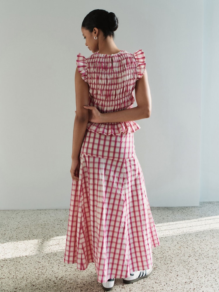 Pink/Cream Gingham Button Down Maxi Skirt - Image 2 of 6