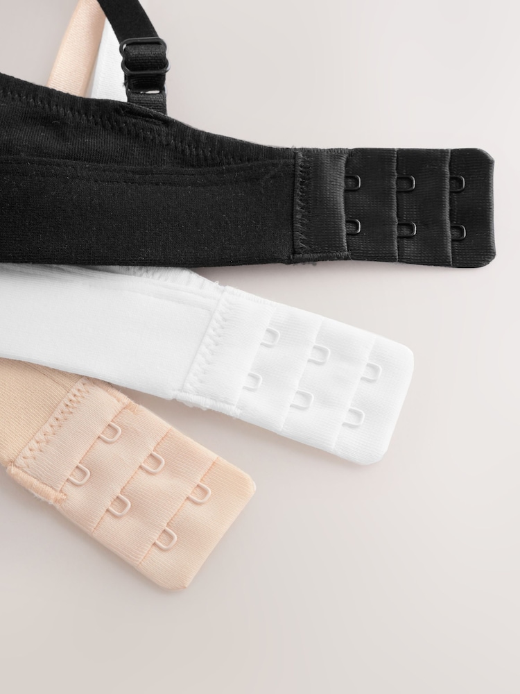 黑色/白色/粉彩玫瑰裸色 - 棉混紡極致舒適胸圍 3 件裝 - 圖片 11/11