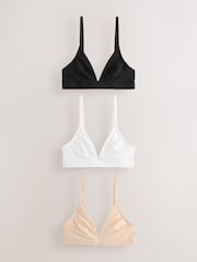 黑色/白色/粉彩玫瑰裸色 - 棉混紡極致舒適胸圍 3 件裝 - 圖片 6/11