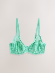 Pink/Green/Cream Non Pad Full Cup Lace Bras 3 Pack - Image 3 of 6