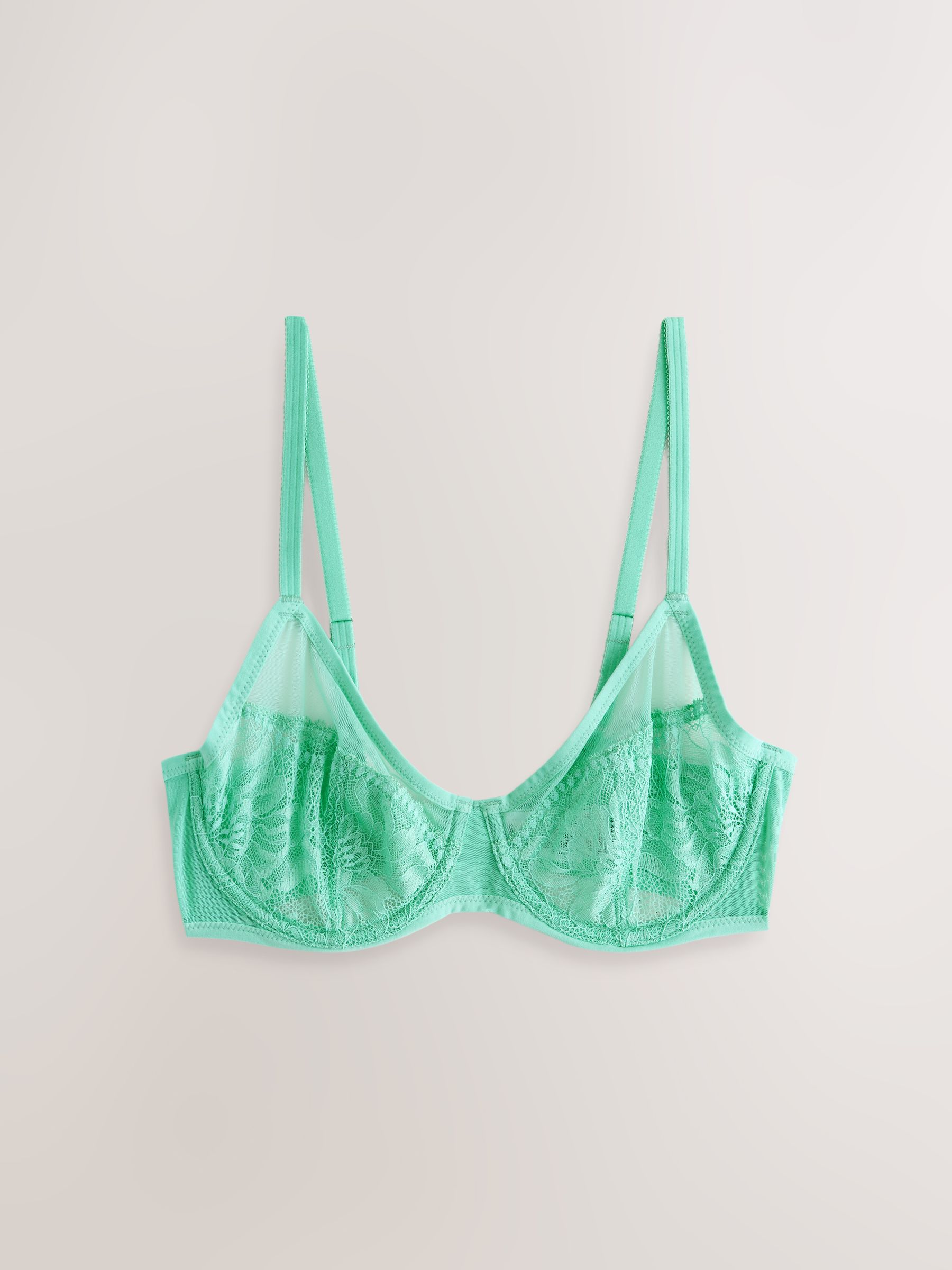 Buy Pink/Green/Cream Non Padded Full Cup Lace Bras 3 Pack from