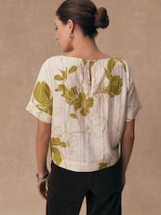 Estampado floral crudo/amarillo - Top de manga corta y corte recto - Imagen 4 de 8