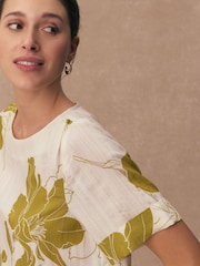 Estampado floral crudo/amarillo - Top de manga corta y corte recto - Imagen 5 de 8