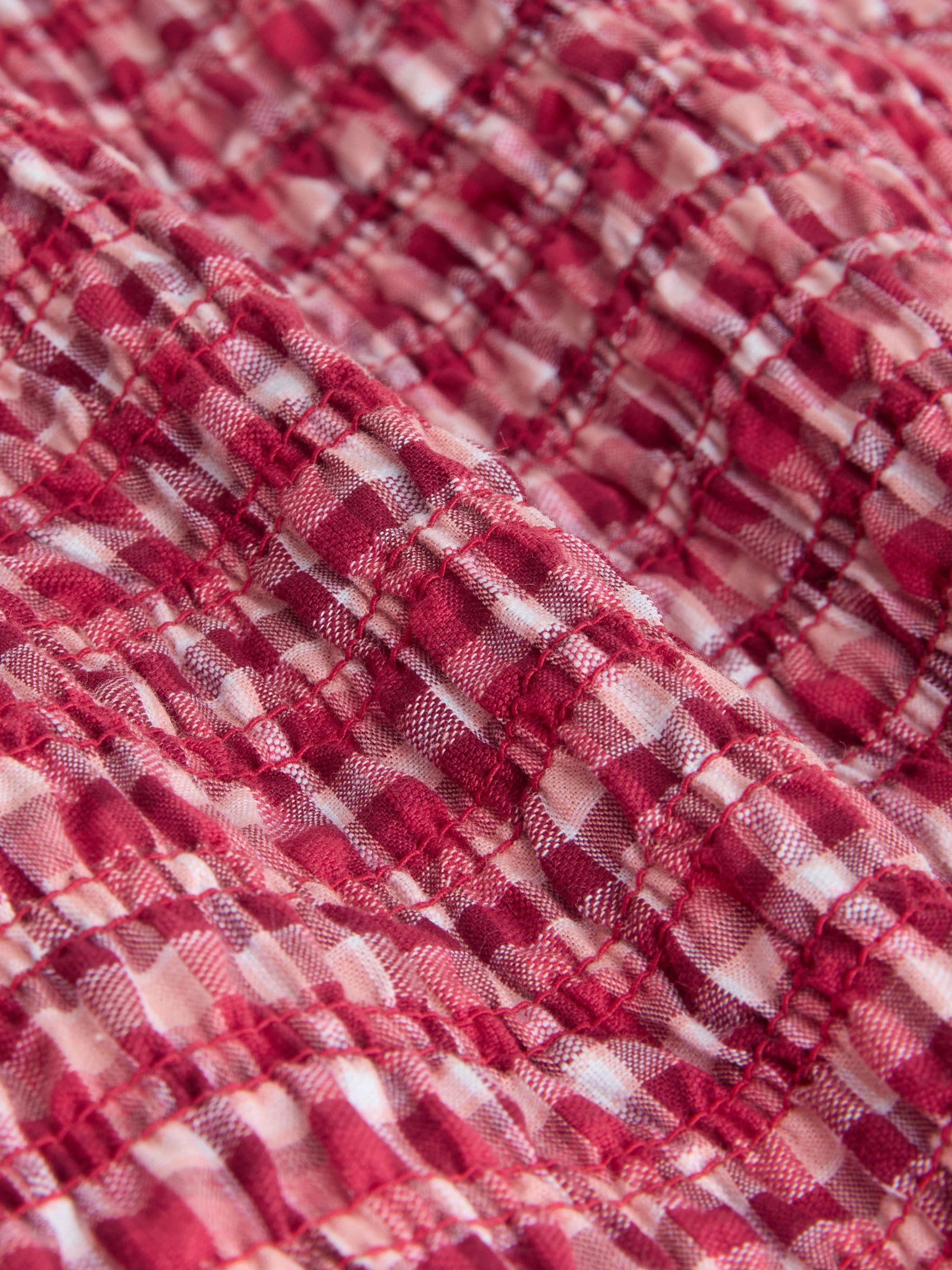 Buy Red Gingham Smocked Collared Short Sleeve Top from Next USA