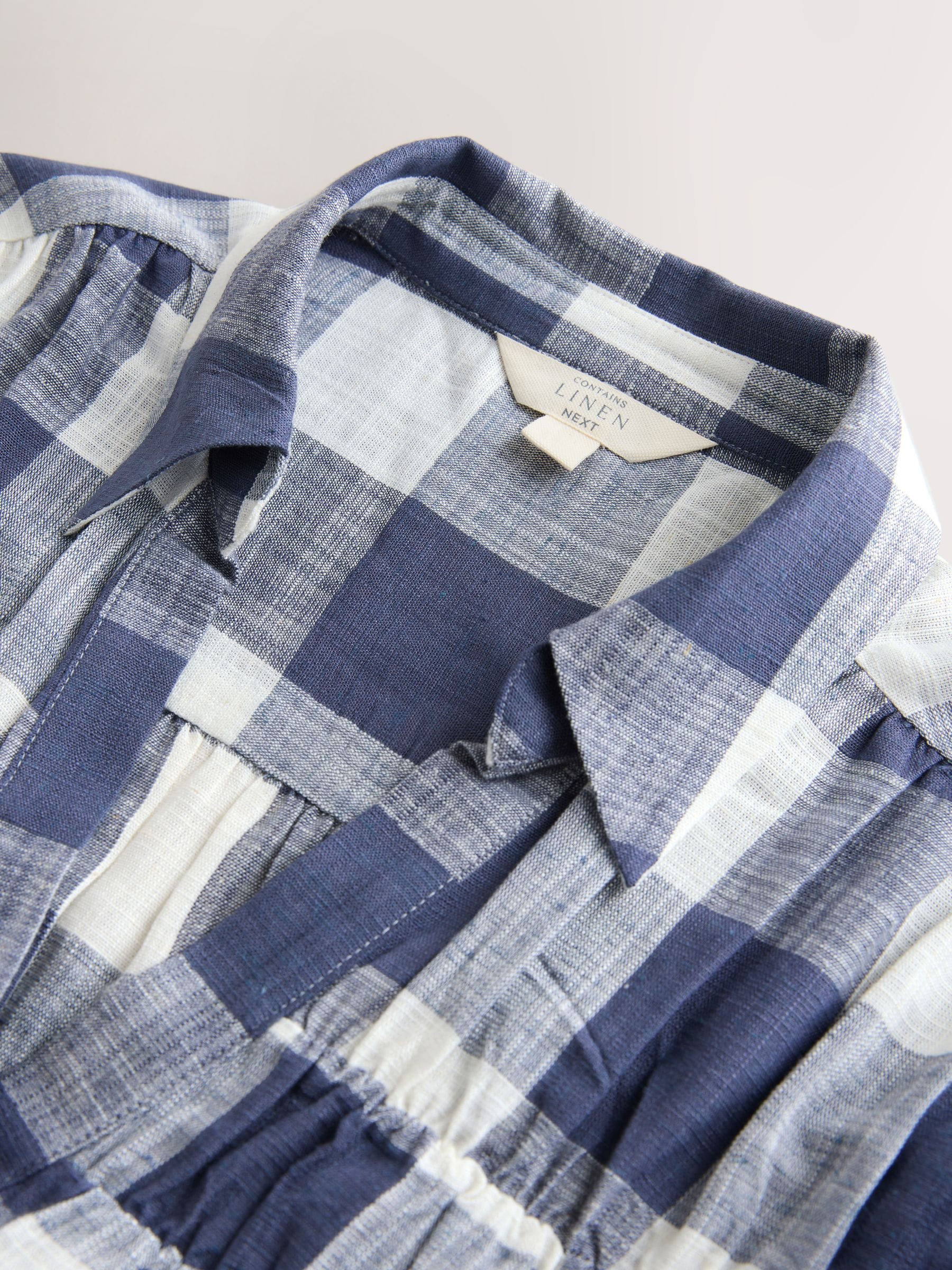 Buy Blue Gingham Short Sleeve Shirt with Linen from Next Romania