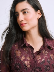 Violet - Lace Short Sleeve Tie Back Shirt - Imaginea 5 din 8