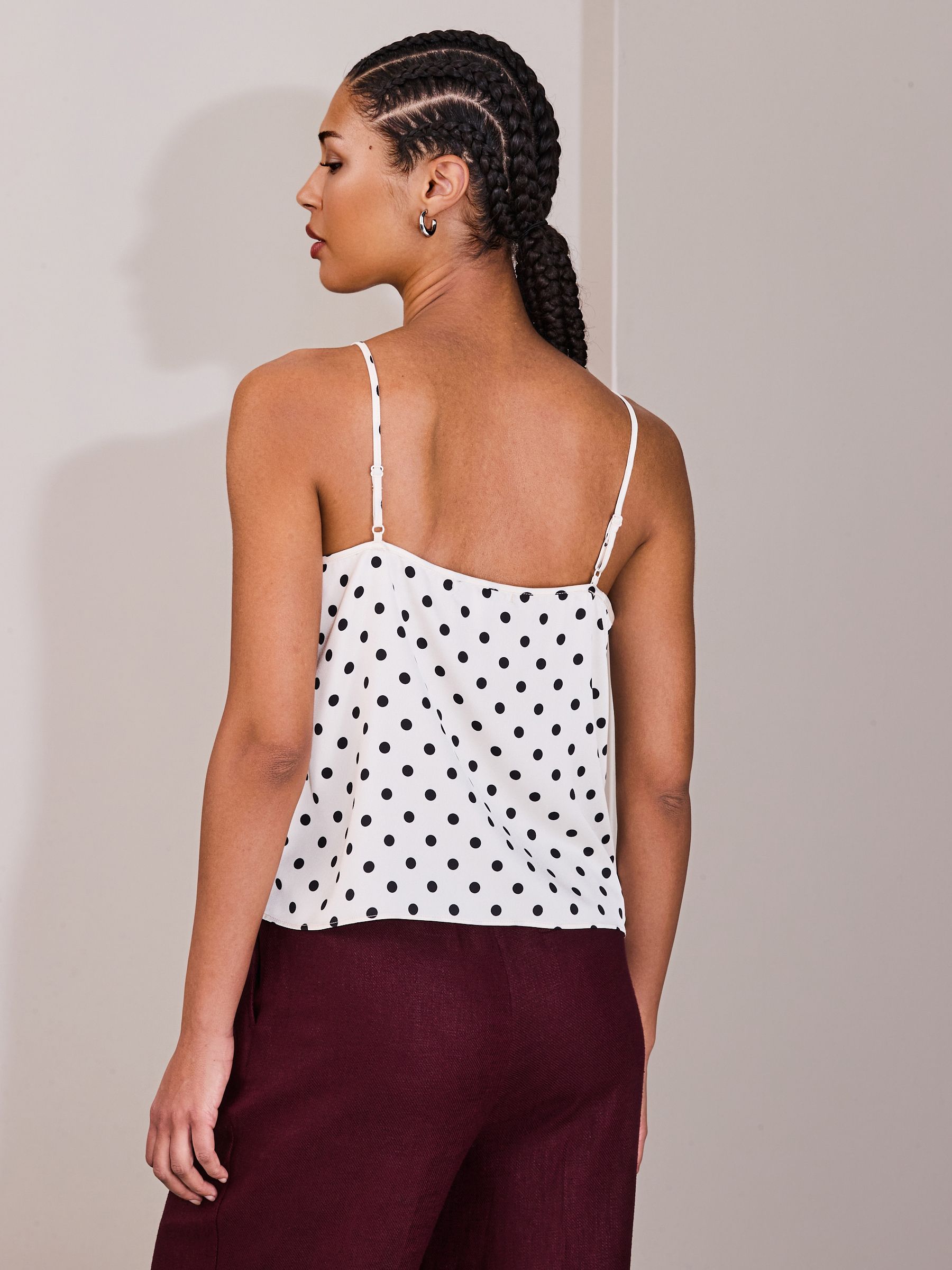 Buy Ecru/Black Polka Dot Satin Lace Cami Top from the Next UK