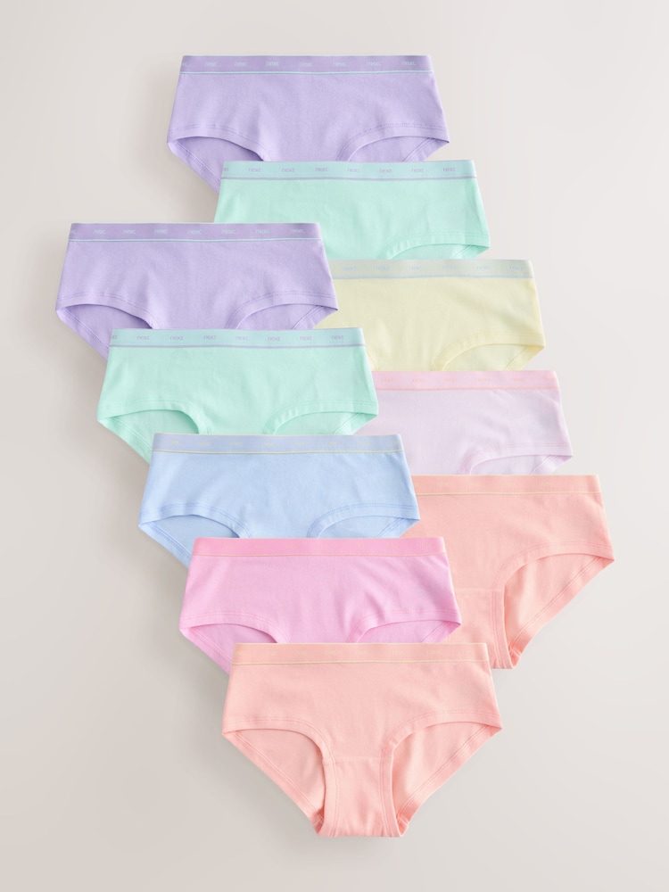 Pastel Pink/Lilac Hipster Briefs 10 Pack (2-16yrs) - Image 1 of 14