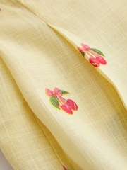 Yellow Cherry Print Structured Peplum Top with Linen - Image 7 of 8