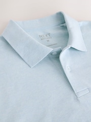 淺藍灰色 - 修身剪裁 - 短袖凸紋 Polo 衫 - 圖片 6，共 7