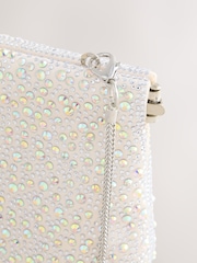 White Sparkle Detail Snap Clutch Bag - Image 7 of 9