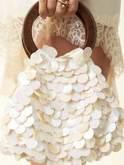 أبيض لؤلؤي - حقيبة يد على شكل صدفة - صورة 2 من 8