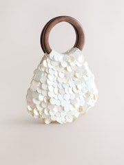 أبيض لؤلؤي - حقيبة يد على شكل صدفة - صورة 4 من 8