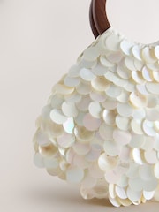 أبيض لؤلؤي - حقيبة يد على شكل صدفة - صورة 6 من 8