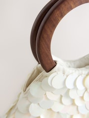 أبيض لؤلؤي - حقيبة يد على شكل صدفة - صورة 7 من 8