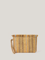 Jigsaw Brown Striped Straw Pouch - Image 1 of 6