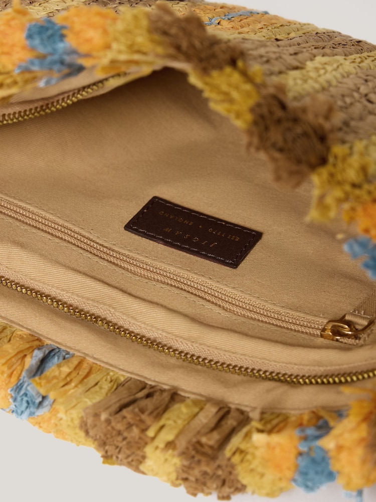 Jigsaw Brown Striped Straw Pouch - Image 2 of 6