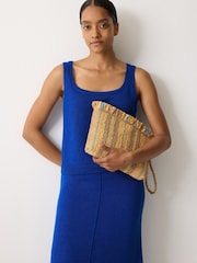 Jigsaw Brown Striped Straw Pouch - Image 5 of 6