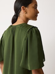 Jigsaw Green Satin Pleated Blouse - Image 2 of 5