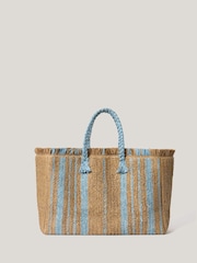 Jigsaw Brown Striped Straw Tote - Image 1 of 6