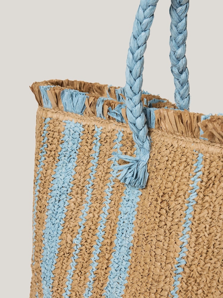 Jigsaw Brown Striped Straw Tote - Image 2 of 6