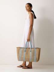 Jigsaw Brown Striped Straw Tote - Image 5 of 6