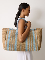 Jigsaw Brown Striped Straw Tote - Image 6 of 6