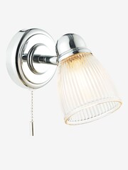 Dar Lighting Polished Chrome Ribbed Glass Cedric Wall Light - Image 6 of 7