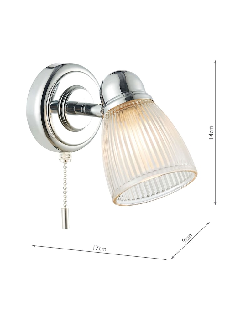 Dar Lighting Polished Chrome Ribbed Glass Cedric Wall Light - Image 7 of 7