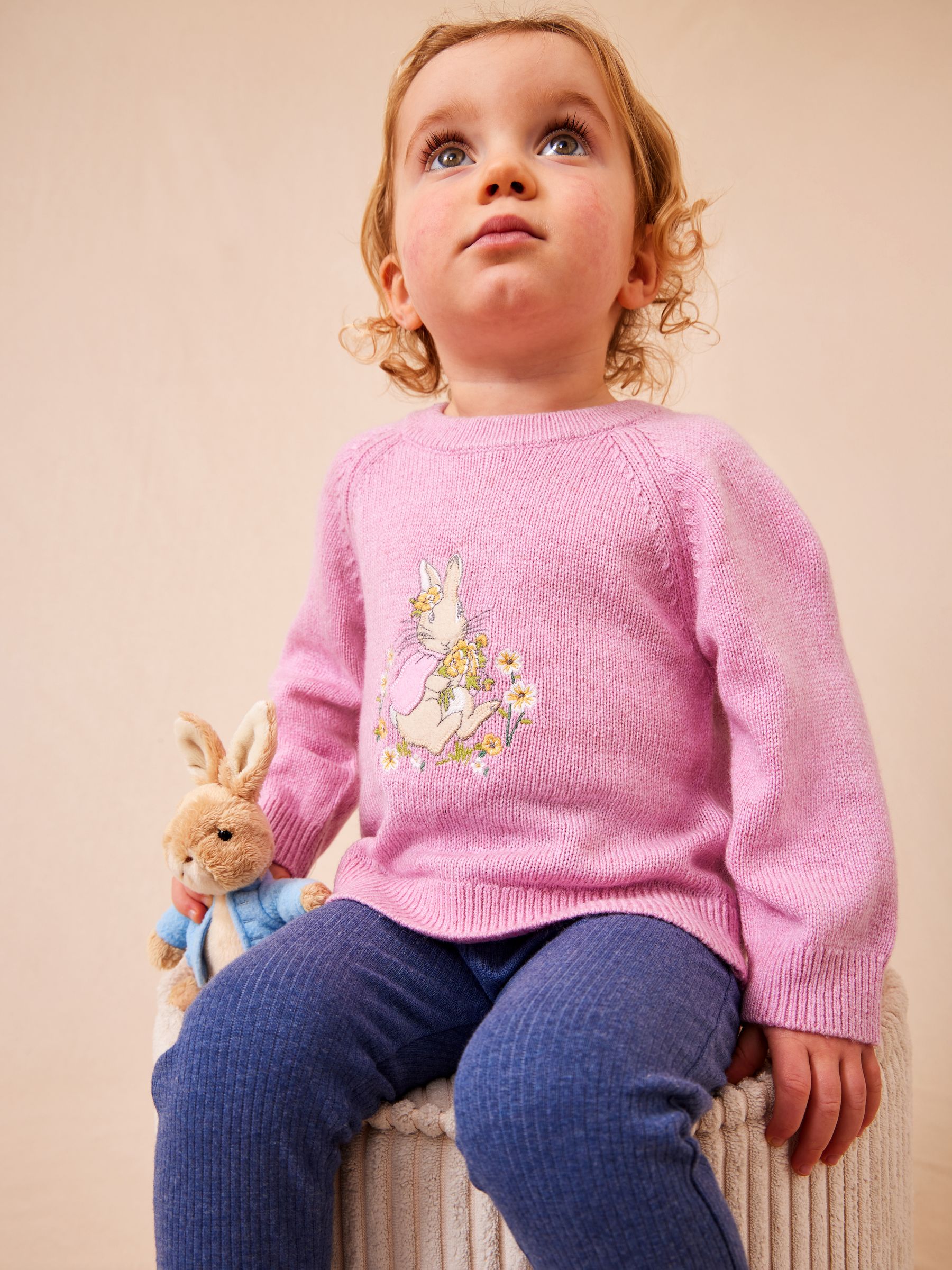 Jojo Maman Bébé Pink Flopsy Bunny Appliqué Knit Jumper