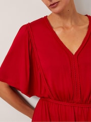 Monsoon Red Paula Braided Jersey Midi Dress - Image 4 of 4