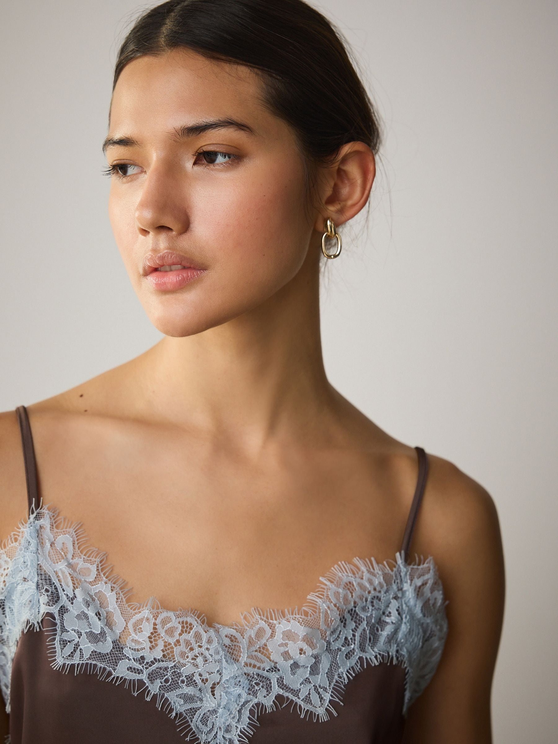 Buy Brown/Blue Asymmetric Hem Lace Cami Top from Next USA