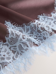 Brown/Blue Asymmetric Hem Lace Cami Top - Image 7 of 8