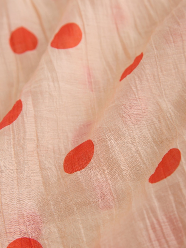 Coral Polka Dot Volume Long Sleeve Blouse - Image 3 of 3 Coral Polka Dot Volume Long Sleeve Blouse - Image 3 of 3